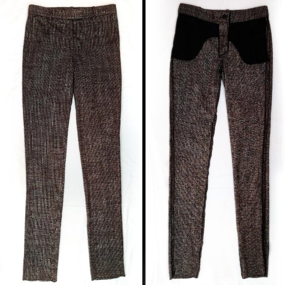 NWOT FENDI Wool Slim Trousers in Brown & White Tweed Small Pants Pantalon Petit - Picture 15 of 15